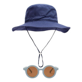 BIFHIG 1 Chapeau De Bébé Marine Et 1 Lunettes De Soleil, Chapeau De Pêcheur Respirant, Lunettes Pour Enfants Mignons, Fourniture