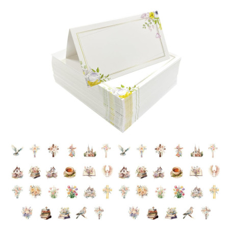 BIFHIG 100 Morceaux De Cartes Pliantes Florales Et 46 Morceaux D'Autocollants Floraux, Cartes Décoratives D'Événements, Autocoll