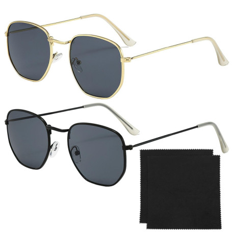 EHDWXVZM 2 Morceaux De Verres À Cadre En Métal Et 2 Morceaux De Lunettes De Nettoyage, Lunettes De Soleil Rétro, Accessoires Per