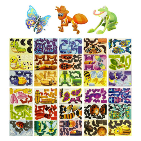 LCIEFKAE 30Pcs Puzzle D'Insectes Animales 3D, Puzzle 3D -Mini pour Enfants, Jouets De Famille Interactifs, Nouveauté Créative, J