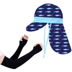 1 Morceau De Protection Du Cou Chapeau De Protection Solaire Et 1 Paire De Manches De Protection Solaire, Plage Pour Enfants, Éq