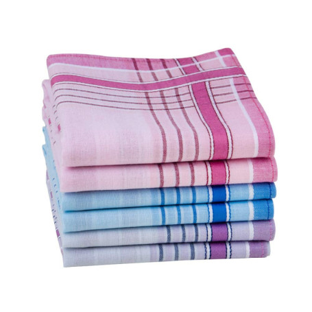 Lot de 6 mouchoirs en coton peigné, 3 couleurs pour un usage quotidien - 28 x 28 cm - Cadeau de Noël - Multicolore - Small