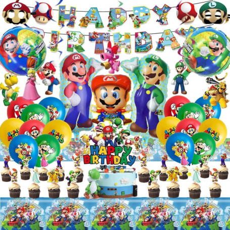 Décoration d'anniversaire pour enfants ballons, Ensemble de 56 pièces sur le thème des jeux, Comprenant bannière, Décorations po