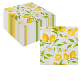 CEILIWEN Lot de 120 serviettes en papier jetables à thème tropical, serviettes de fête au citron, agrumes jaunes, serviettes col