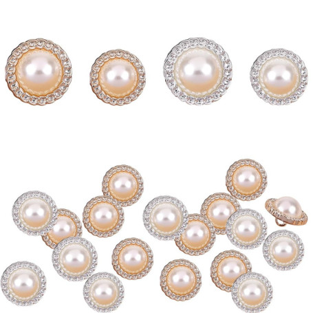 TRKETK Lot de 80 boutons ronds à coudre en perle pour femme, 15/11,5 mm, accessoires décoratifs vintage avec tige en plastique p