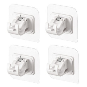 Lot de 4 supports de tringle à rideau sans perçage, crochets auto-adhésifs pour tringle à rideau, cintres pour salle de bain, cu