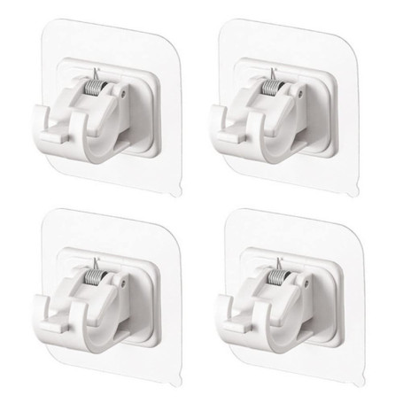 Lot de 4 supports de tringle à rideau sans perçage, crochets auto-adhésifs pour tringle à rideau, cintres pour salle de bain, cu