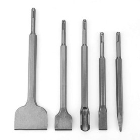 Ensemble de Burin, 5Pcs Mèche SDS Plus Ciseaux à Embout avec Burin Plat et Burin Pointu pour Marteau Rotatif Électrique
