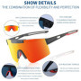 TULAMORIY Lunettes de Sport Homme Femme, Pour Cyclisme, Running, Ski - Polarisées et Anti-Buée, Confortable et Anti-Dérapante, M