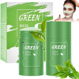 2 Pièces Green Mask Stick Masque Visage,Bâton de Masque Au Thé Vert,Green Stick Mask, Hydratant Efficace,Soins de la Peau Pour H