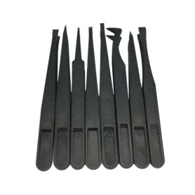 8 pinces à épiler en plastique antistatiques pour l'électronique Fabrication de bijoux Laboratoire Réparation Loisirs