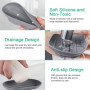 THATSRAD 2 PCS Porte Savon en Silicone 11.3*7.8*2cm Gris et Blanc Avec Trou Inférieur pour Douche, Rasoir, Pince à Cheveux, Bouc