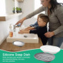THATSRAD 2 PCS Porte Savon en Silicone 11.3*7.8*2cm Gris et Blanc Avec Trou Inférieur pour Douche, Rasoir, Pince à Cheveux, Bouc