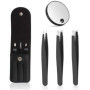 3pcs pinces à épiler et miroir grossissant 10x - pince à épiler de précision en acier inoxydable pour sourcils, poils incarnés, 