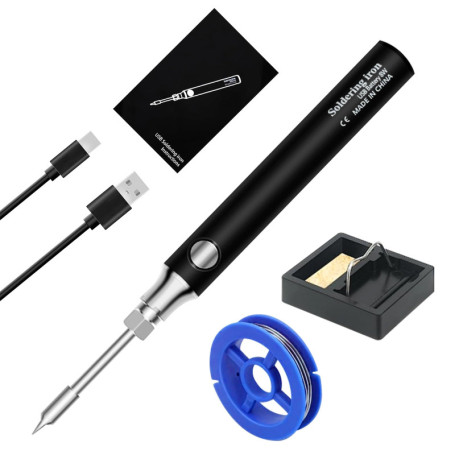 GOEDCH Kit de Fer à Souder sans Fil: Mini Kit de Fer à Souder Rechargeable USB, 5V 8W Portable Kit de Fer à Souder Professionnel