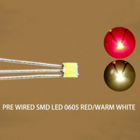Evemodel Lot de 20 LED SMD pré-soudées bicolores Rouge/blanc chaud 0605 DT0605RWM