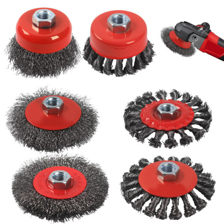 6 Pièces Brosse Métallique pour Perceuse Meuleuse D'angle, Brosse à Ffil Fileté pour Meuleuse D'angle avec Filetage M14, Convien