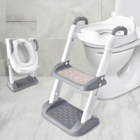 Mkitnvy Reducteur Toilette Enfant, Réducteur WC avec Marches, siège de toilette réglable avec rembourrage en PU, anti-éclaboussu