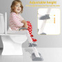Mkitnvy Reducteur Toilette Enfant, Réducteur WC avec Marches, siège de toilette réglable avec rembourrage en PU, anti-éclaboussu