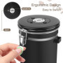 Boîte à Café Hermétique en acier Inoxydable,Acier Inox 1800 ml Capacité,Récipient avec Cadran de Date et Cuillère Doseuse Gratui