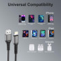 Câble iPhone Apple Certifié MFi, Lot de 2/1M+2M Câble Lightning USB Câble Chargeur iPhone Nylon Cordon iPhone Fil Chargeur iPhon