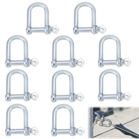 Manille en D, 10 Pièces M8 D, Manille en Acier Inoxydable, D Manille en Acier Inoxydable pour Fixation par Cordons Manille en Ac