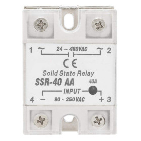Relais à semi-conducteurs, SSR-40AA 40A AC-AC Entrée 90-250V AC à sortie 24-480V AC Module de relais à semi-conducteurs Relais e