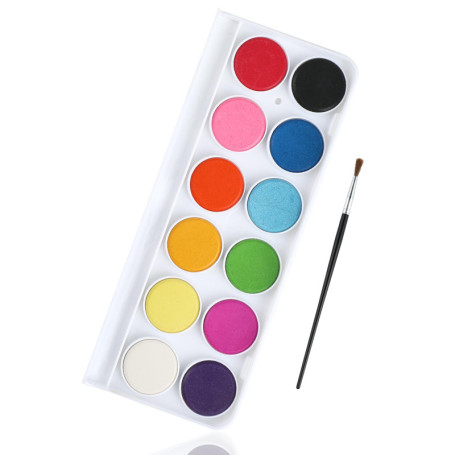 Ensemble de peinture aquarelle - Peinture à l'eau pour enfants, 12 couleurs avec un pinceau. Idéal pour les projets créatifs pou