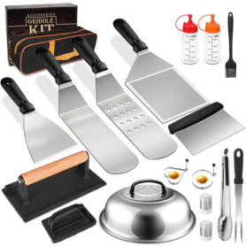 Sumeber Accessoires de barbecue en acier inoxydable avec spatule pour barbecue, presse à hamburger Smash en fonte, accessoires d