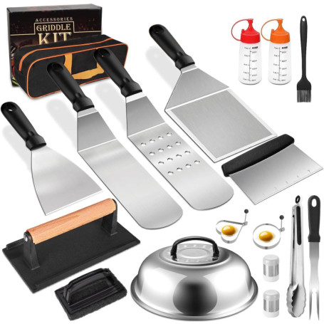 Sumeber Accessoires de barbecue en acier inoxydable avec spatule pour barbecue, presse à hamburger Smash en fonte, accessoires d