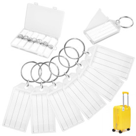 36 Pièces Porte Clés Porte Clef en Plastique de 5 cm，Étiquettes en Papier Vierge Lignées Couvercles Transparents，Pour Identifica