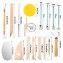 17 PCS Outil Modelage Argile, Outil Sculpture Modelage, Outil Modelage Clay Sculpting Tools,kit poterie,Outils de Sculpture,pour
