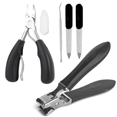 5 Pièces Coupe Ongle Set avec Lime à Ongles, Pince à Peaux Mortes et Cure-ongles pour Ongles Épais,Robuste Coupe-ongles pour Fem