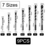 Lot de 9 Forets à Pointe en Carbure de Tungstène,Forets Multi-Matériaux,Ø 3/4/5/6/6/6/8/10/12 mm,pour Carrelage en Porcelaine, C