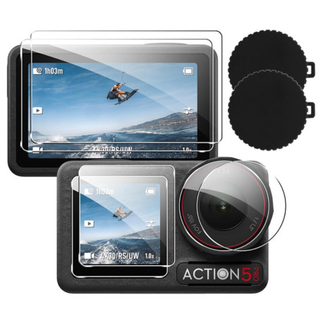 NXPUXP Film de Protection D'écran pour Dji Osmo Action5 Pro,Film de Protection en Verre Trempé+Cache D'objectif Pour Dji Osmo Ac