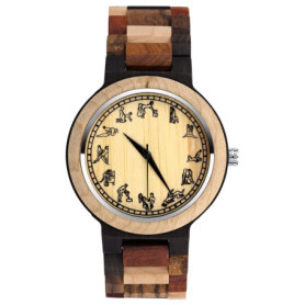 SUPBRO Montre en Bois pour Homme Montre Bois Homme Chronographe Quartz avec Bracelet équipement Minimaliste