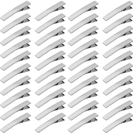 iYinJuan 60pcs Pinces à Cheveux Crocodile en Métal, Pinces à Cheveux en Argent, Barrette Accessoires de Bricolage Antidérapants 