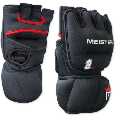 Meister Gants Lestés en Néoprène 2lb pour Cardio & Heavy Hands (Paire) - 2lb x 2 - Noir/Rouge