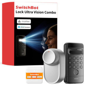 SwitchBot Serrure Ultra WiFi connectée avec Keypad Vision, Reconnaissance faciale 3D, Verrouillage de porte à empreinte digitale