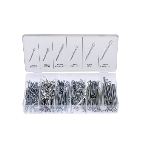 Neiko 50454A Assortiment de pièces | Clip de fixation fendu en acier | Épingle à cheveux droite, argent, 555 pièces