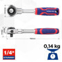 WORKPRO Clé à Cliquet 1/4" à Tête Pivotante, Clé à Douille de 150 mm à Dégagement Rapide 72 Dents, Acier au Chrome Vanadium, Têt