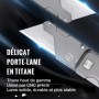 WORKPRO Cutter Utilitaire en Titane, Corps Monobloc CNC, Cutter Professionnel Pliable Léger avec Manche en Aluminium et 10 Lames