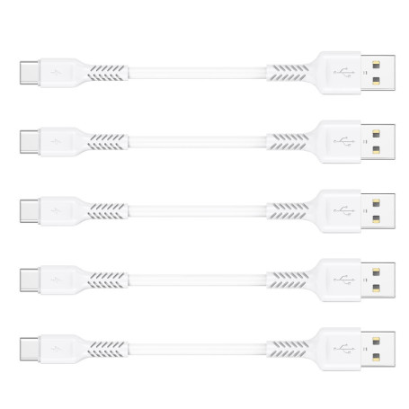 10cm Câble USB C Court, [Lot de 5] Câble USB A vers USB Type C 3A Charge Rapide Cable USB C Android Auto pour Samsung Galaxy A12