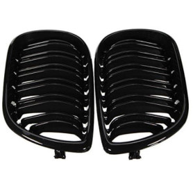 Viviance Grille double ligne Grille avant noire lustrée compatible avec BMW E46 4 PORTES Série 3 02-04