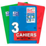 Oxford EasyBook Lot de 3 Cahiers Agrafés Grands Formats 24 x 32cm 96 Pages Grands Carreaux Seyès 90gr Couleurs Assorties