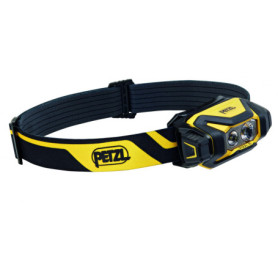 PETZL PIXA R Lampe Frontale LED Professionnelle, 600 Lumens, Rechargeable, Étanche IP68, 3 Modes d'Éclairage, Noir et Jaune