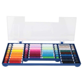 64pcs kit de fil à coudre avec 32 fils de couture colorés et boîte de rangement en plastique pour outils de couture de bureau à 