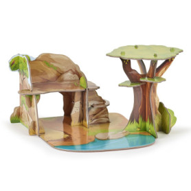 Papo - Mini Savane Environnement Display, Monde des Animaux Sauvages Multicolore pour Enfants dès 3 Ans - Exploration de la Biod