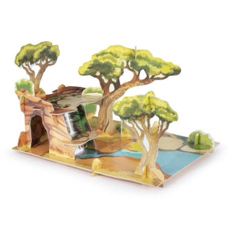 Papo - Décor 3D La Savane - Jouet Imaginatif pour Enfants dès 3 Ans - 21 Pièces à Assembler - Compatible Mini Figurines - Carton