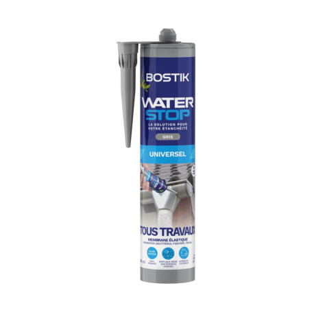 Membrane d'étanchéité - BOSTIK - Waterstop - Réparation fuites - Cartouche 290 ml - Gris